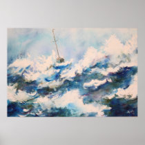 Sailing Fine Art Watercolor Canvas Print Poster