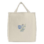 Sailing The Ocean Blue Embroidered Bag