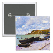 Saint-Adresse, Fishing Boats on the Shore Monet Buttons