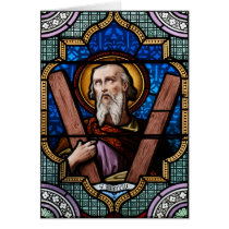 Saint Andrew (Apostle Andrew) Stained Glass Art Card