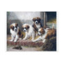 Saint Bernard puppies turtle cute painting dogs Postcard