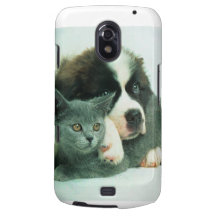 Saint bernard puppy and cat samsung galaxy nexus case