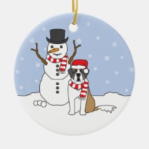 Saint Bernard Snowman Ornament