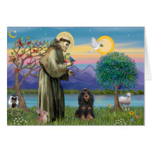 Saint Francis & Black-Tan Cocker Spaniel Cards