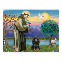Saint Francis & Black-Tan Cocker Spaniel Post Cards