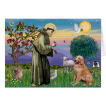 Saint Francis - Golden Retriever (#1) Greeting Cards