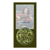 SAINT GEORGE AND DRAGON MEDALLION, green Customized Photo Card