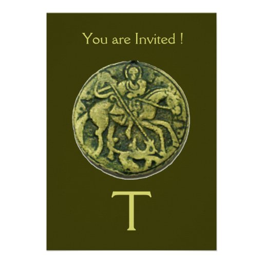 SAINT GEORGE AND DRAGON MEDALLION MONOGRAM INVITATIONS