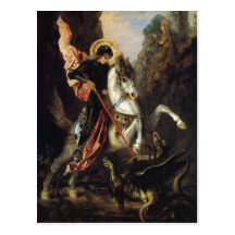 Saint George and the Dragon, Gustave Moreau Post Card
