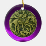SAINT GEORGE, DRAGON /MADONNA AND CHILD MEDALLION CHRISTMAS TREE ORNAMENTS