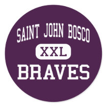 Saint John Bosco - Braves - High - Bellflower Round Stickers