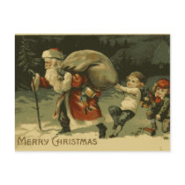 Saint Nick and children Vintage Christmas Postcard