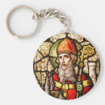 Saint Patrick Image on Stained Glass Key Chains