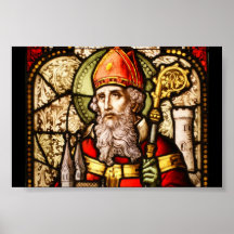 Saint Patrick Vintage Stained Glass Image Print