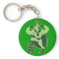 Saint Patrick's Day Beer Powered Superhero Keychain