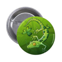 Saint Patrick's Day Gecko Pinback Buttons