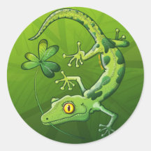 Saint Patrick's Day Gecko Round Sticker
