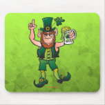 Saint Patrick's Day Leprechaun Drinking Beer mousepads