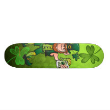 Saint Patrick's Day Leprechaun Drinking Beer Skateboard Decks