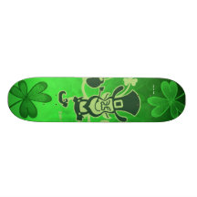 Saint Patrick's Leprechaun Dancing and Celebrating Skateboards