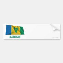 Saint Vincent Waving Flag with Name Bumper Stickers