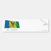 Saint Vincent Waving Flag with Name Bumper Stickers