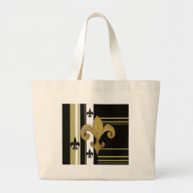 Saints Black and Gold Fleur de lis Canvas Bag