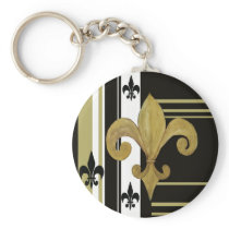Saints Black and Gold Fleur de lis Key Chains