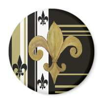 Saints Black and Gold Fleur de lis Refrigerator Magnet