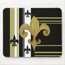 Saints Black and Gold Fleur de lis Mouse Pads
