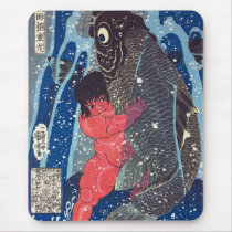 Sakata Kaidō-maru wrestles with a giant carp Mouse Pad