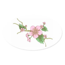 Sakura Blossoms Oval Stickers