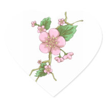 Sakura Blossoms Heart Stickers