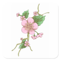 Sakura Blossoms Square Stickers