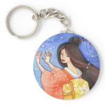Sakura Shower Keychain, Geisha Kimono Graceful Art