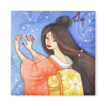 Sakura Shower Magnet, Geisha Kimono Art