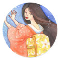Sakura Shower Sticker, Geisha Kimono Art
