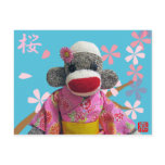 Sakura Sock Monkey Postcard