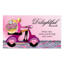 SALE Bakery Business Card Glitter Cupcake Scooter