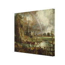 Salisbury Cathedral From the Meadows, 1831 Stretched Canvas Print