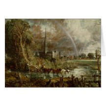 Salisbury Cathedral From the Meadows, 1831 Greeting Cards