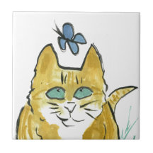 Sally, Marmalade Kitten sees a Butterfly Tiles