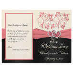 Salmon, Cream and Black Floral Wedding Program flyers