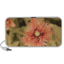 Salmon Opium Poppies on Green iPod Speakers