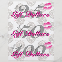 Salon Flyer Spa Lips Pink Damask Gift Certificates