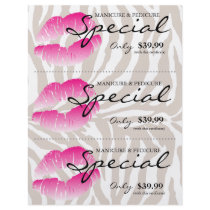 Salon Flyer Spa Lips Pink Zebra Beige