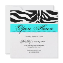 Salon Invitation Open House Ad Zebra Blue