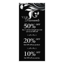 Salon Marketing Cards Elegant Floral Silver Black