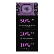 Salon Marketing Cards Purple Floral Damask