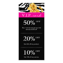 Salon Marketing Cards Zebra Pink Blonde Tanning